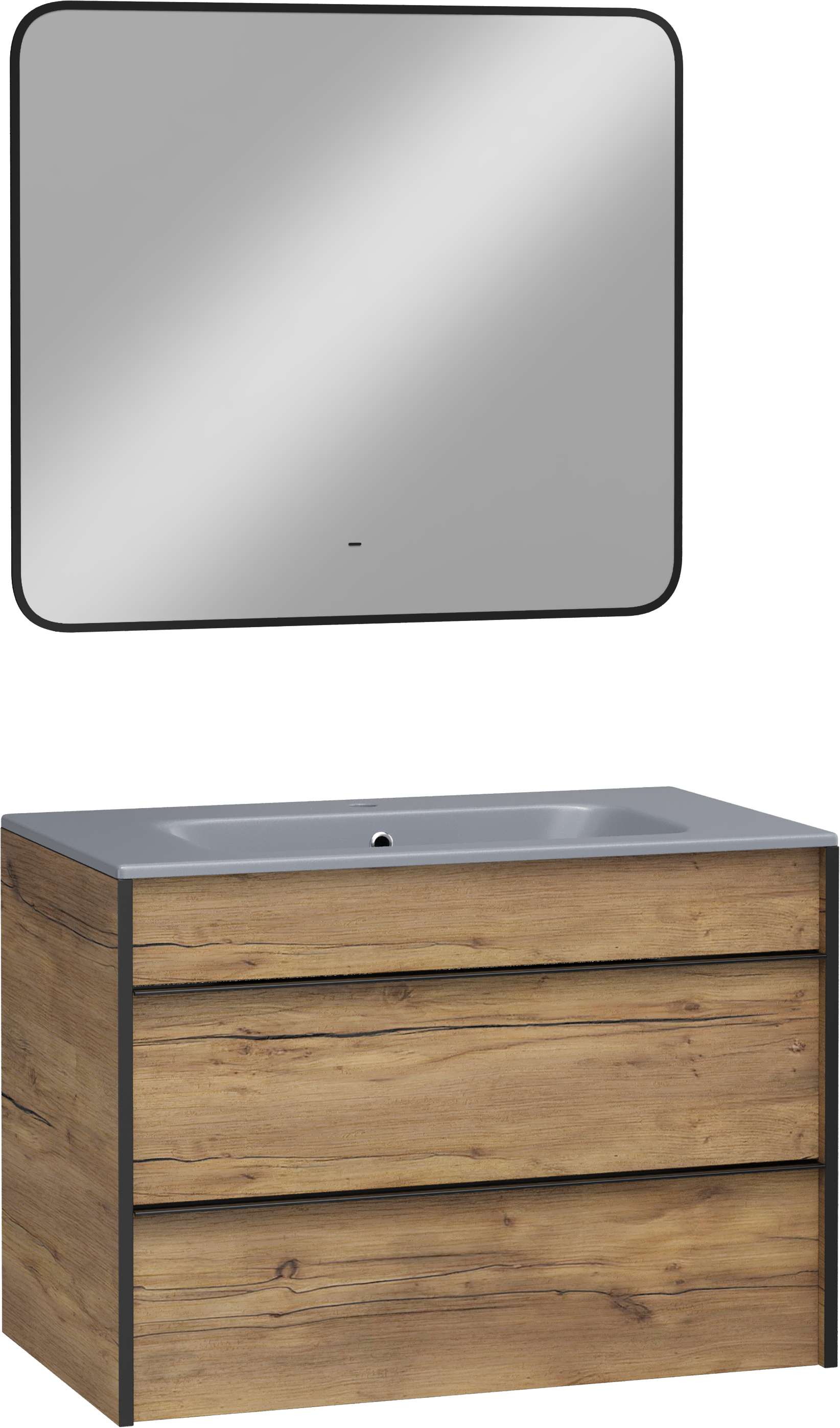 Мебель для ванной комнаты STWORKI Гриндстед 80 дуб таксония, раковина 43081-112-KL антрацит
