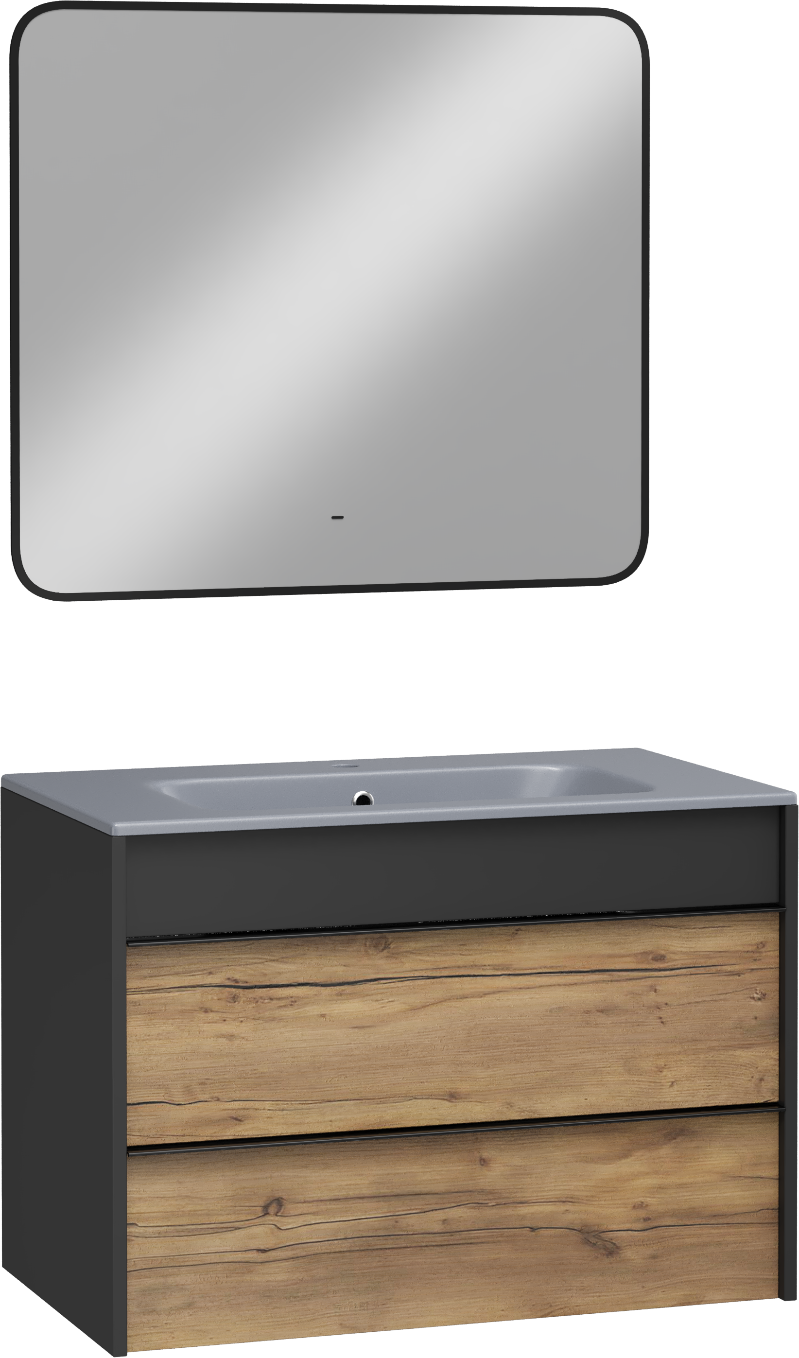 Мебель для ванной комнаты STWORKI Гриндстед 80 дуб таксония, антрацит матовый, раковина 43081-112-KL антрацит
