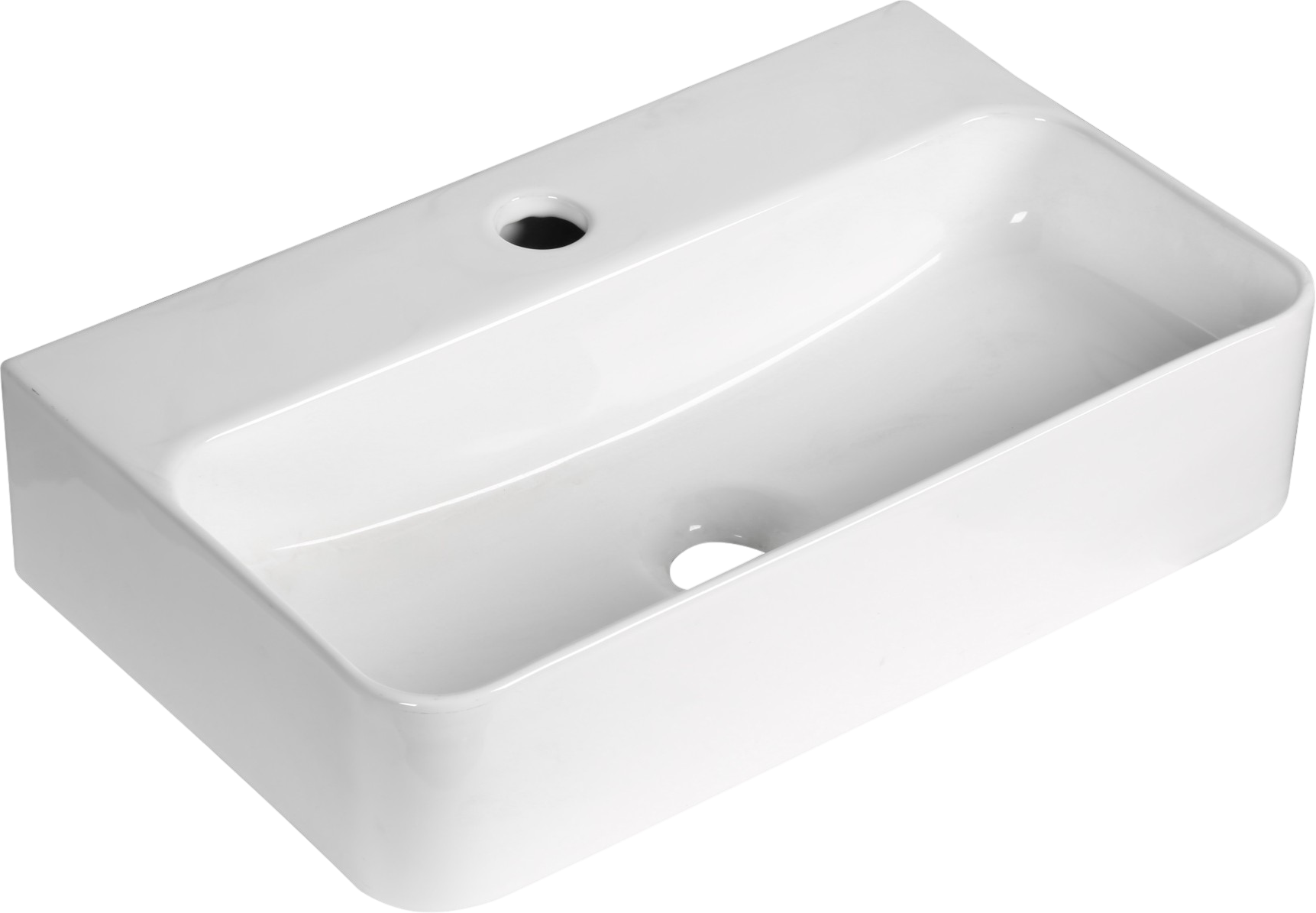 Накладная раковина Milleau Miel MU0072B-GW 45 глянцевая белая, прямоугольная, с 1 отверстием под смеситель