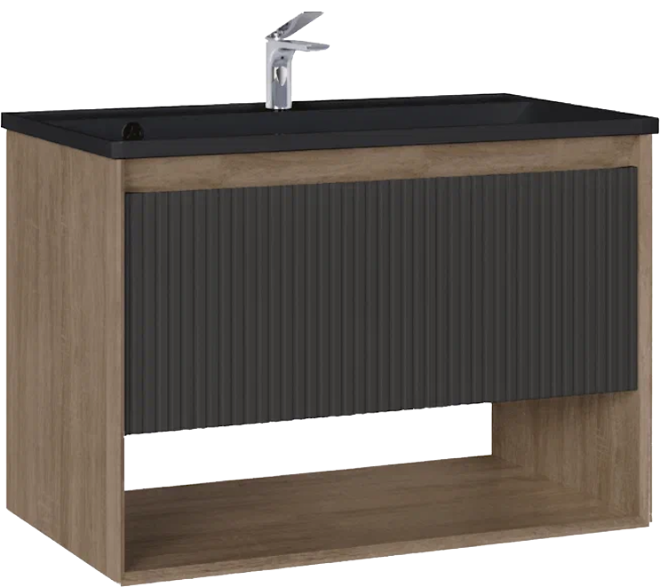 Тумба с раковиной Jorno Tossony 90 дуб самдал, антрацит