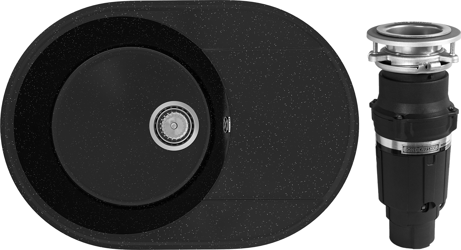Комплект Мойка Practik PR-M 610-004, черный оникс + Измельчитель Bone Crusher BC 610-AS