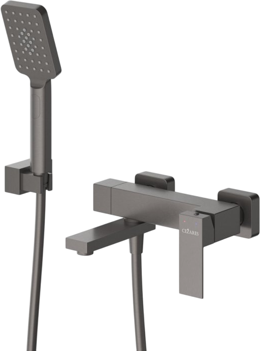 Смеситель для ванны с душем Cezares Движение (Slider) SLIDER-VD-GM оружейная сталь, с поворотным изливом, современный