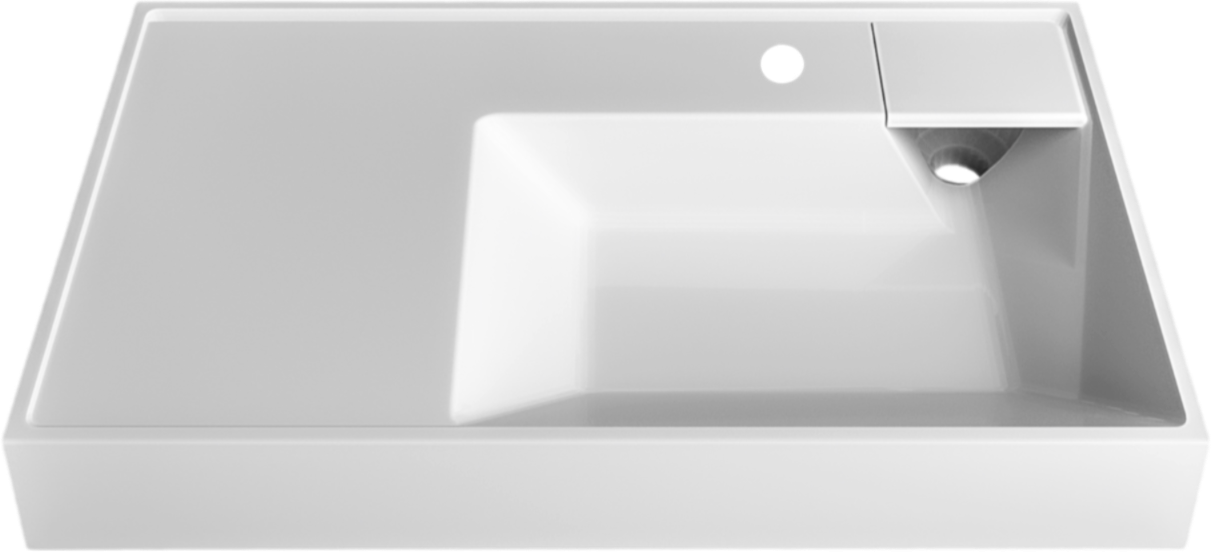 Раковина над стиральной машиной Madera Vega 80 глянцевая белая, прямоугольная, с кронштейном