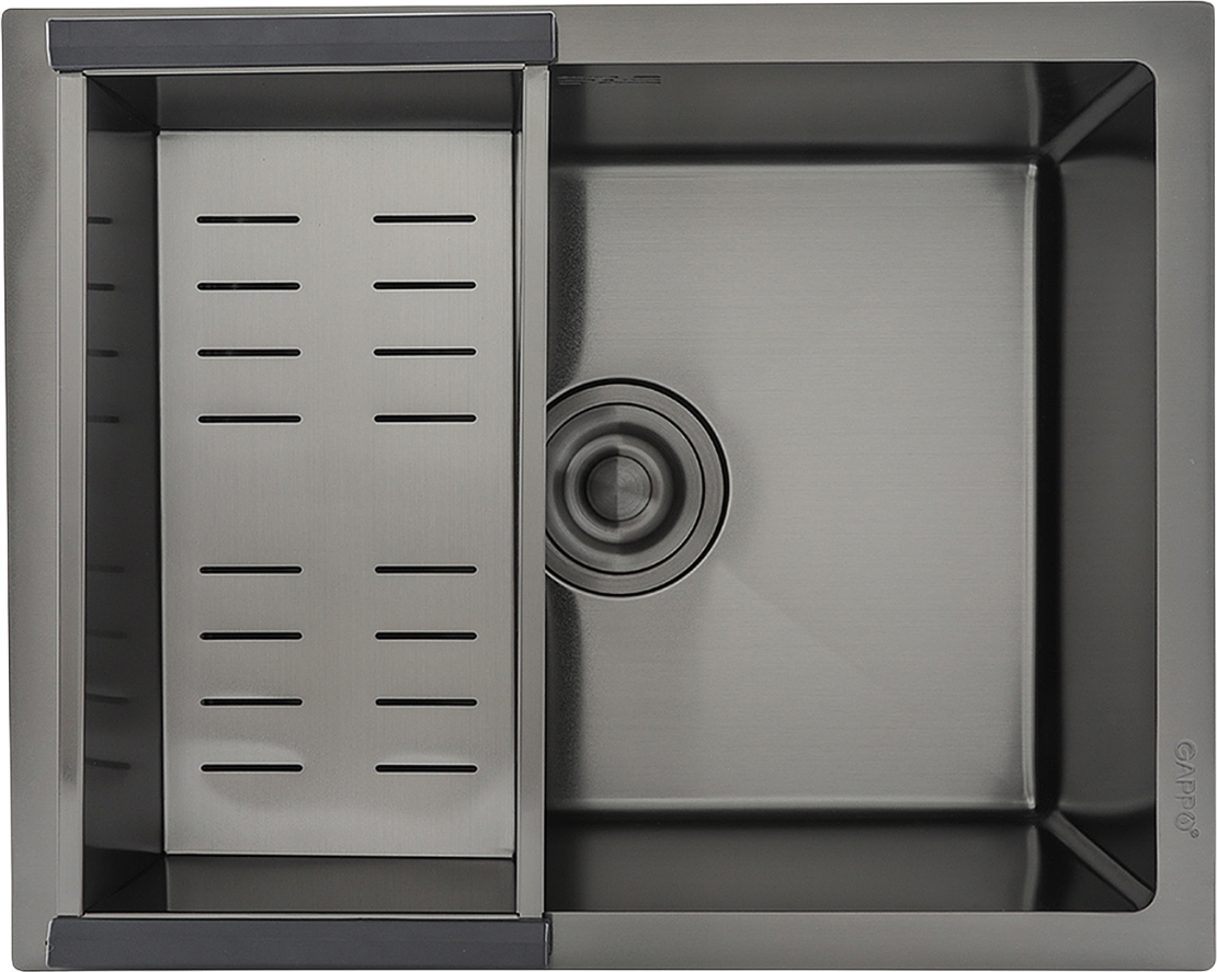 Мойка кухонная Gappo GS5040-6 с коландером, графит