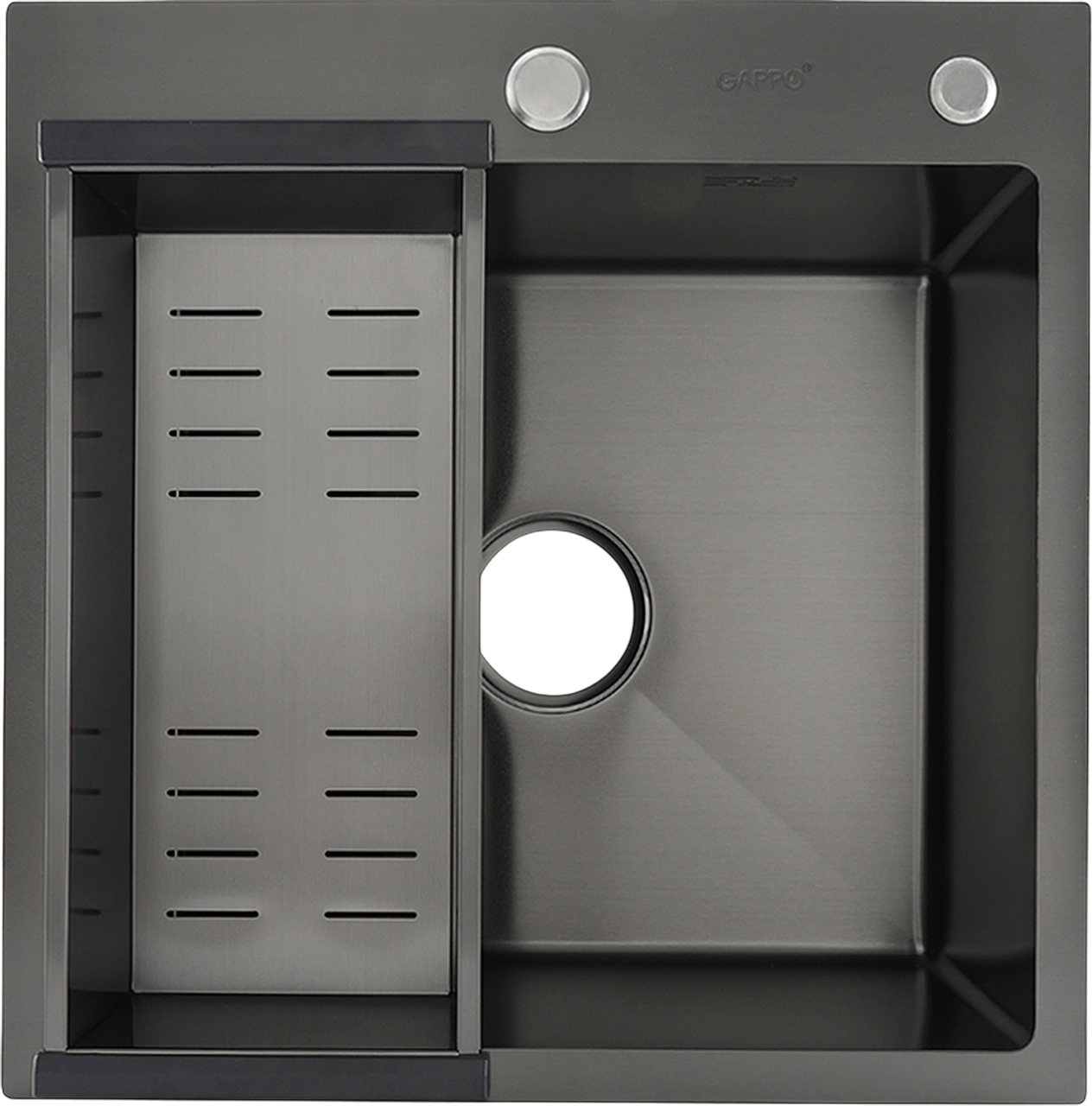 Мойка кухонная Gappo GS5050-6 с коландером, графит