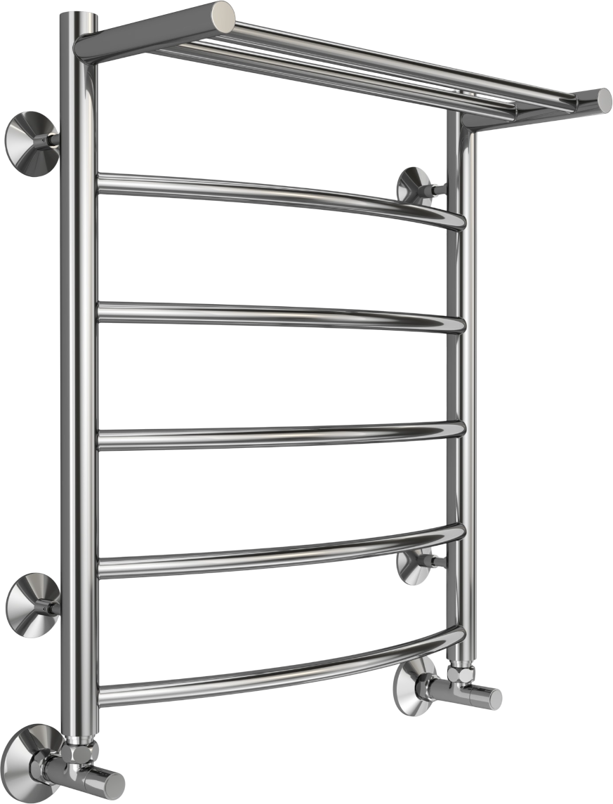 Полотенцесушитель водяной Terminus Классик П6 60x55 см, нержавеющая сталь полированная, лесенка, с полкой