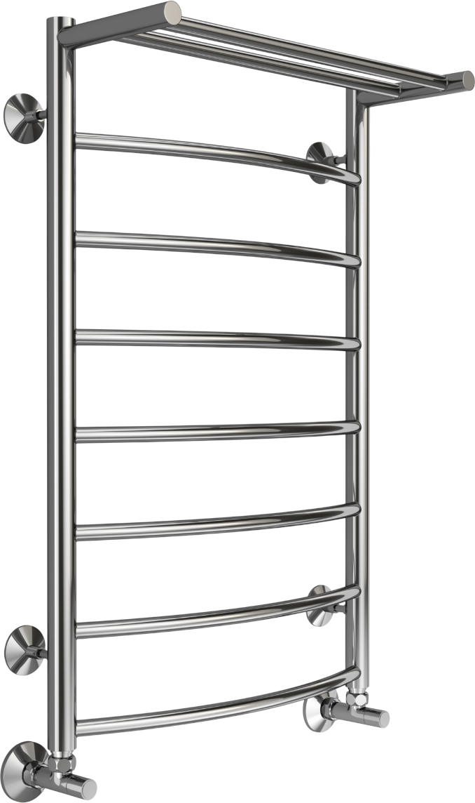 Полотенцесушитель водяной Terminus Классик П8 80x55 см, нержавеющая сталь полированная, лесенка, с полкой