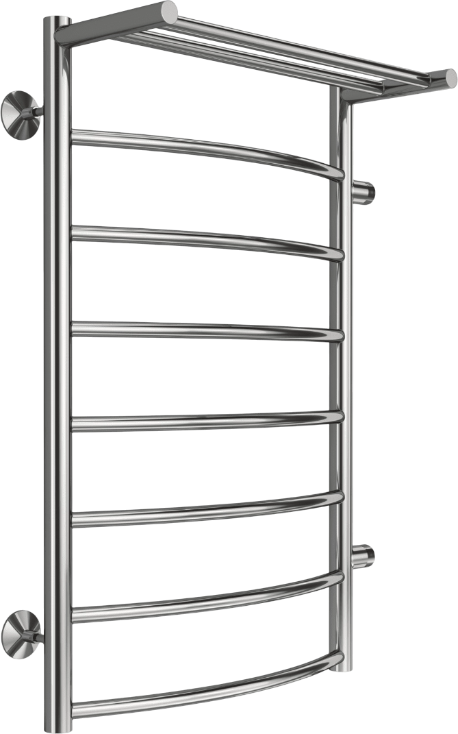 Полотенцесушитель водяной Terminus Классик П8 80x60 см, нержавеющая сталь полированная, лесенка, с полкой