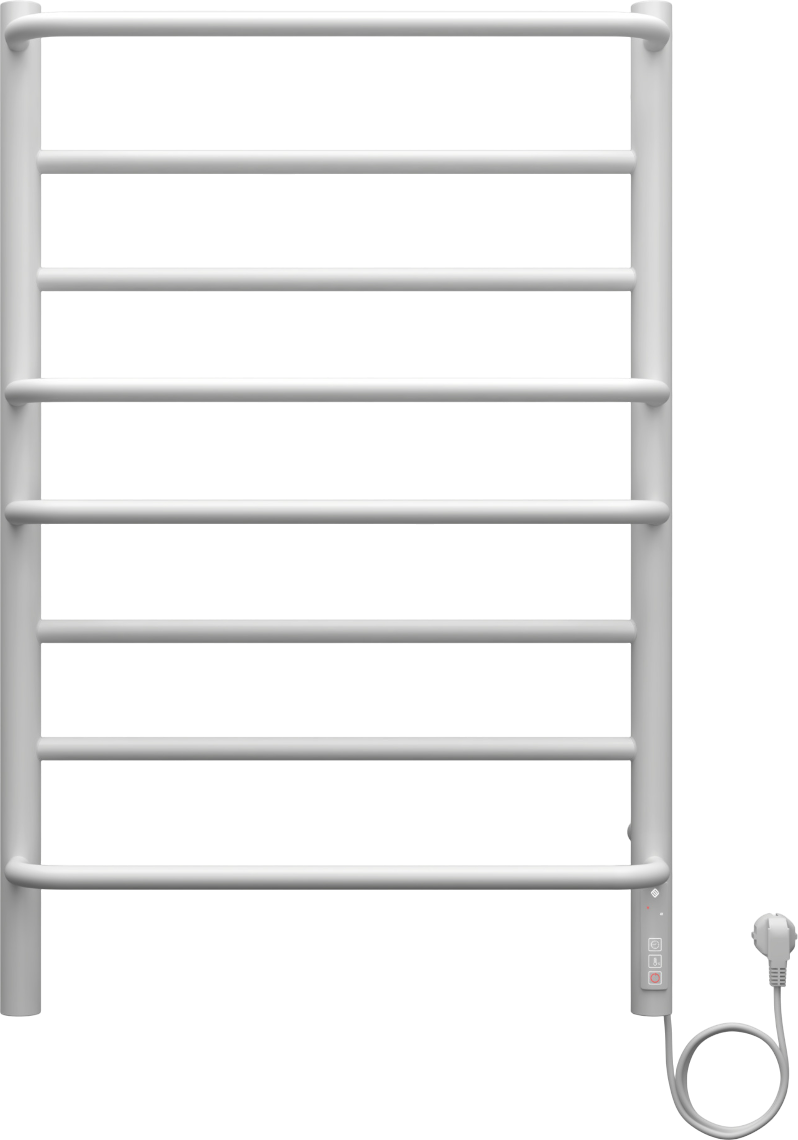 Полотенцесушитель электрический Terminus Евромикс П8 80x55 см, подключение справа, слева, белый матовый 9003, лесенка, из стали