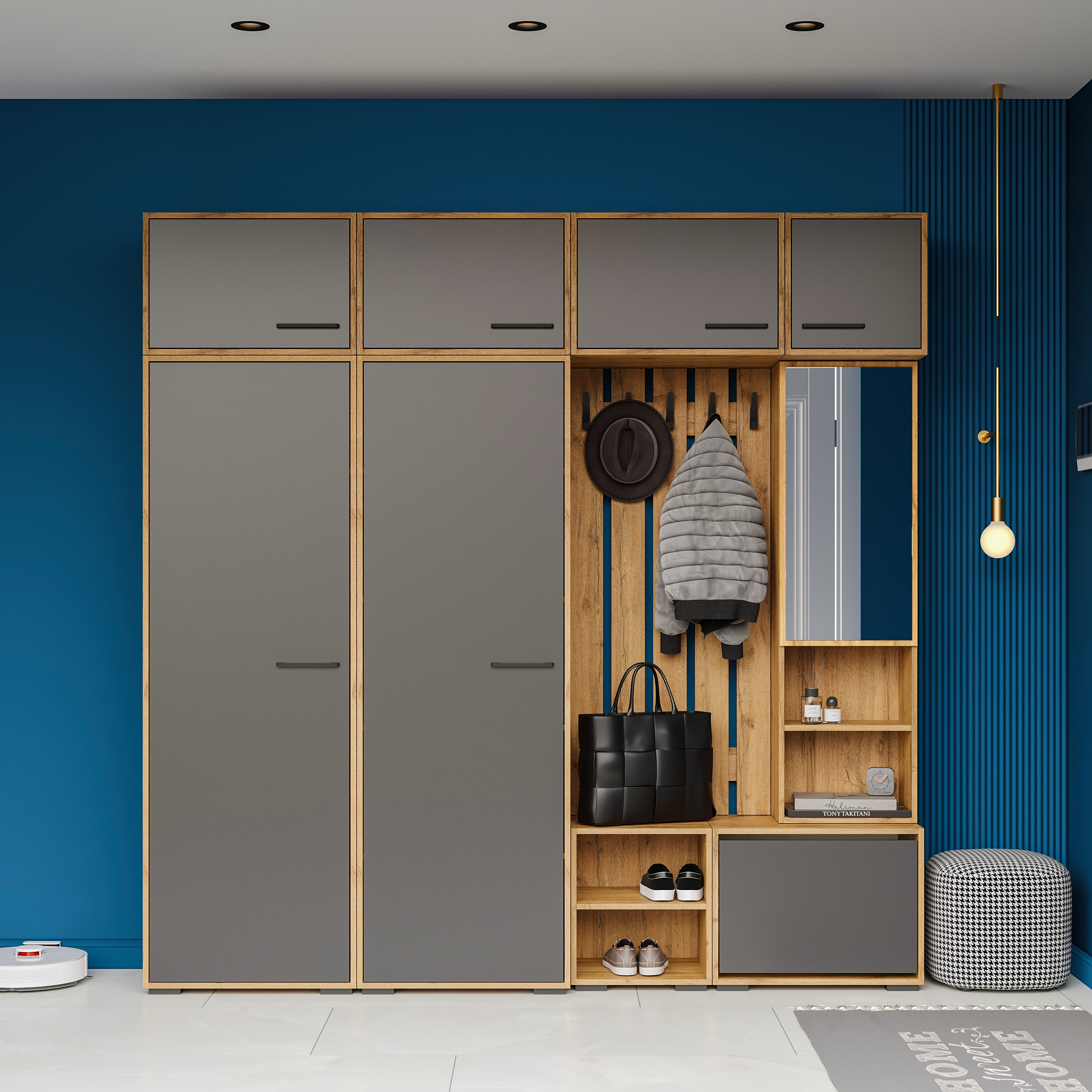 Прихожая DIWO Кострома 220 дуб вотан, антрацит, ручка черная