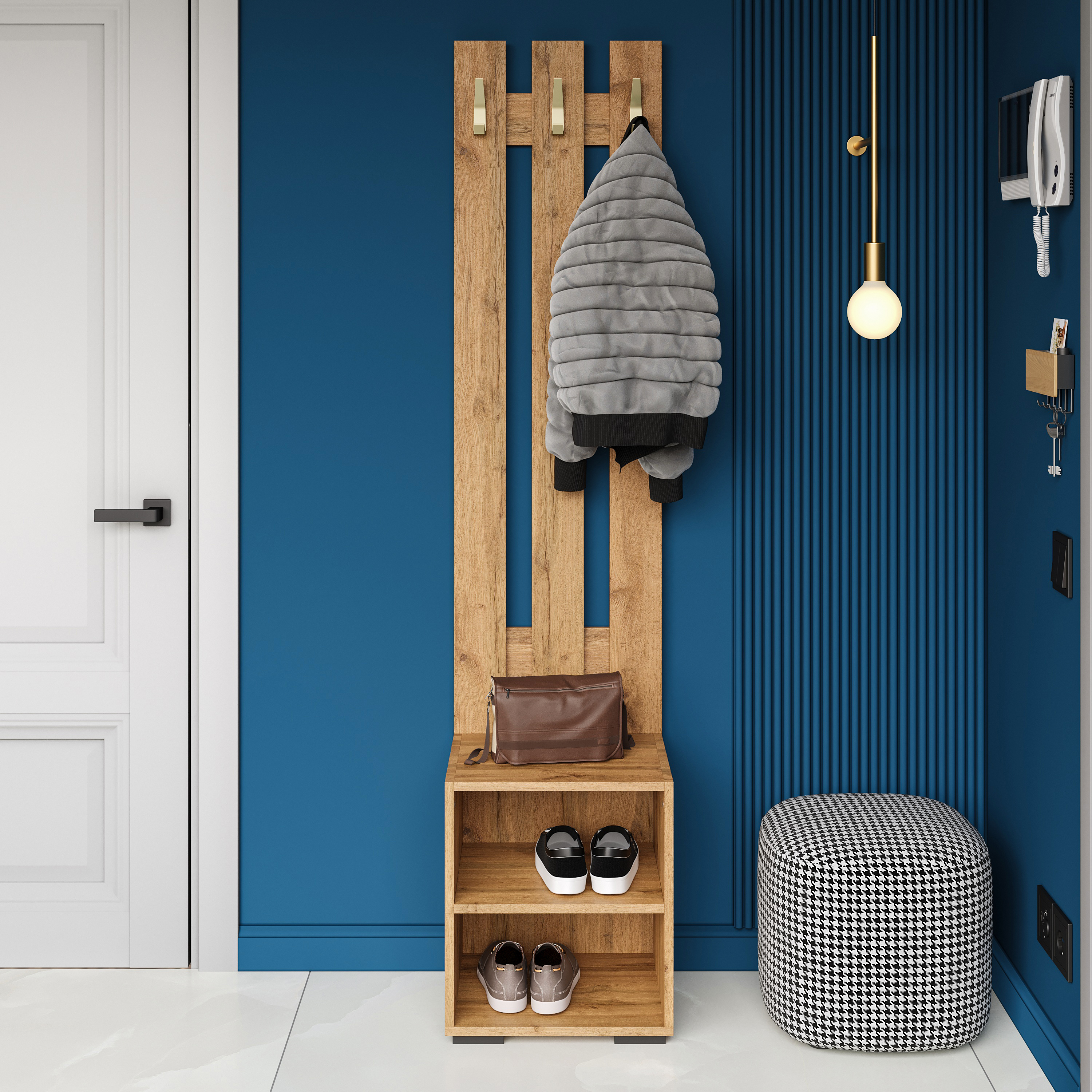 Прихожая DIWO Кострома мини 40 дуб вотан, антрацит, крючок золото