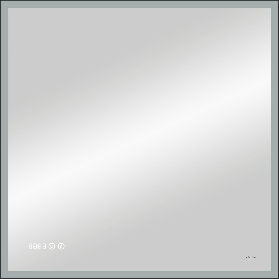 Зеркало Reflexion Ghost 80 с подсветкой, с часами
