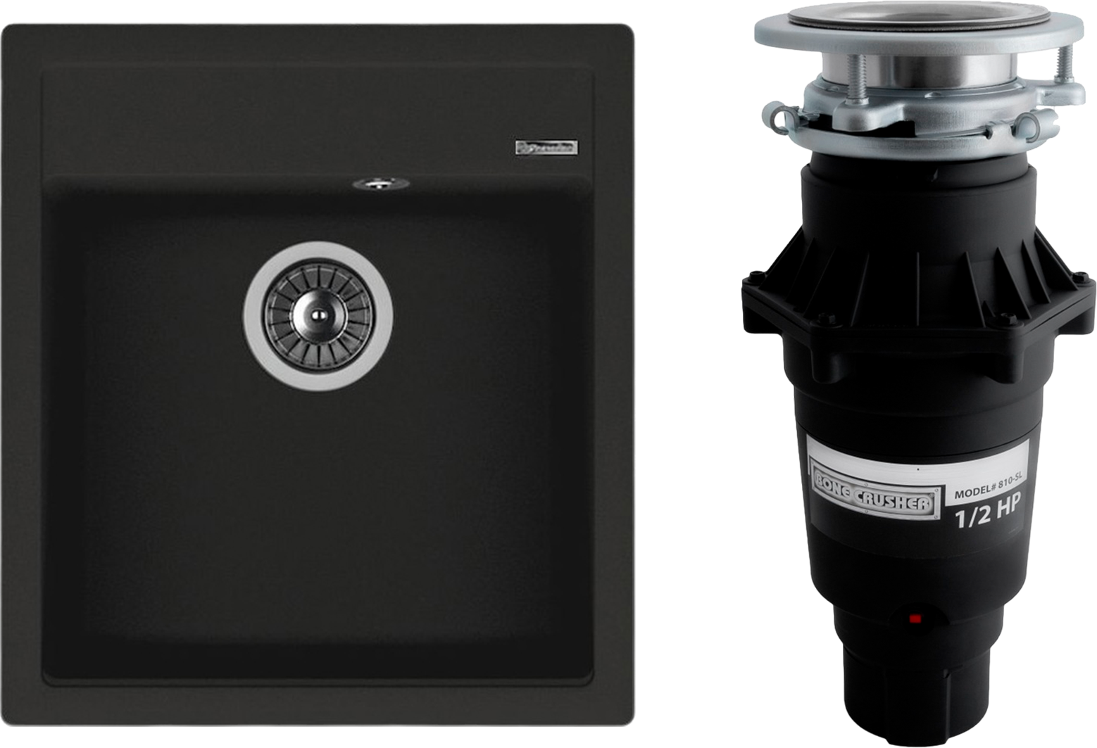 Комплект Мойка Florentina Липси, 460 антрацит + Измельчитель Bone Crusher BC 810-SL Slim Line