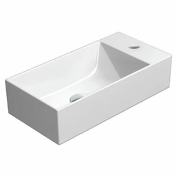 Раковина маленькая в туалет GSI Kube X 50x25 глянцевая белая, прямоугольная, фаянс