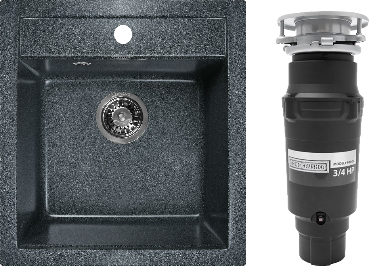 Комплект Мойка Gerhans A45-24, графит + Измельчитель Bone Crusher BC 910-SL-Slim Line