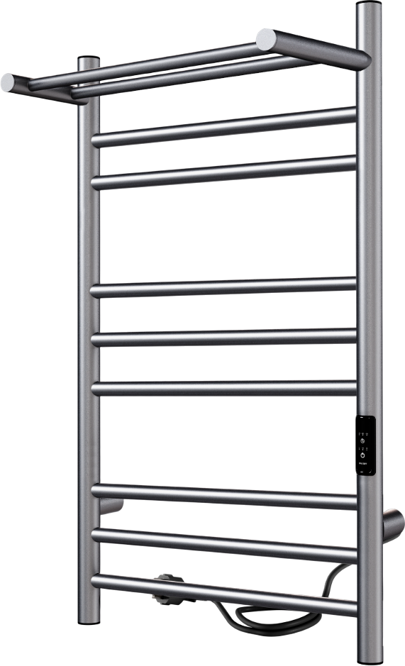 Полотенцесушитель электрический Indigo Line Trinity LСLTE80-50PGFMRt 80x55 см, подключение справа, слева, graphite metallic, лесенка, с полкой