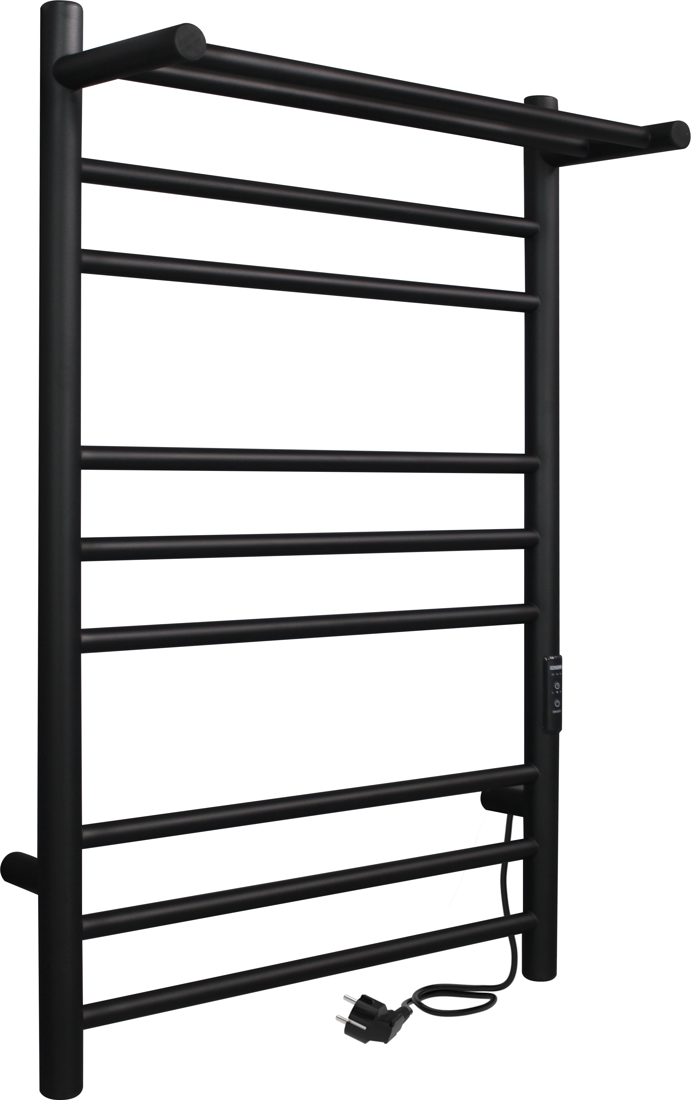 Полотенцесушитель электрический Indigo Line Trinity LСLTE70-40PBRRt 70x45 см, подключение справа, слева, черный муар, лесенка, с полкой