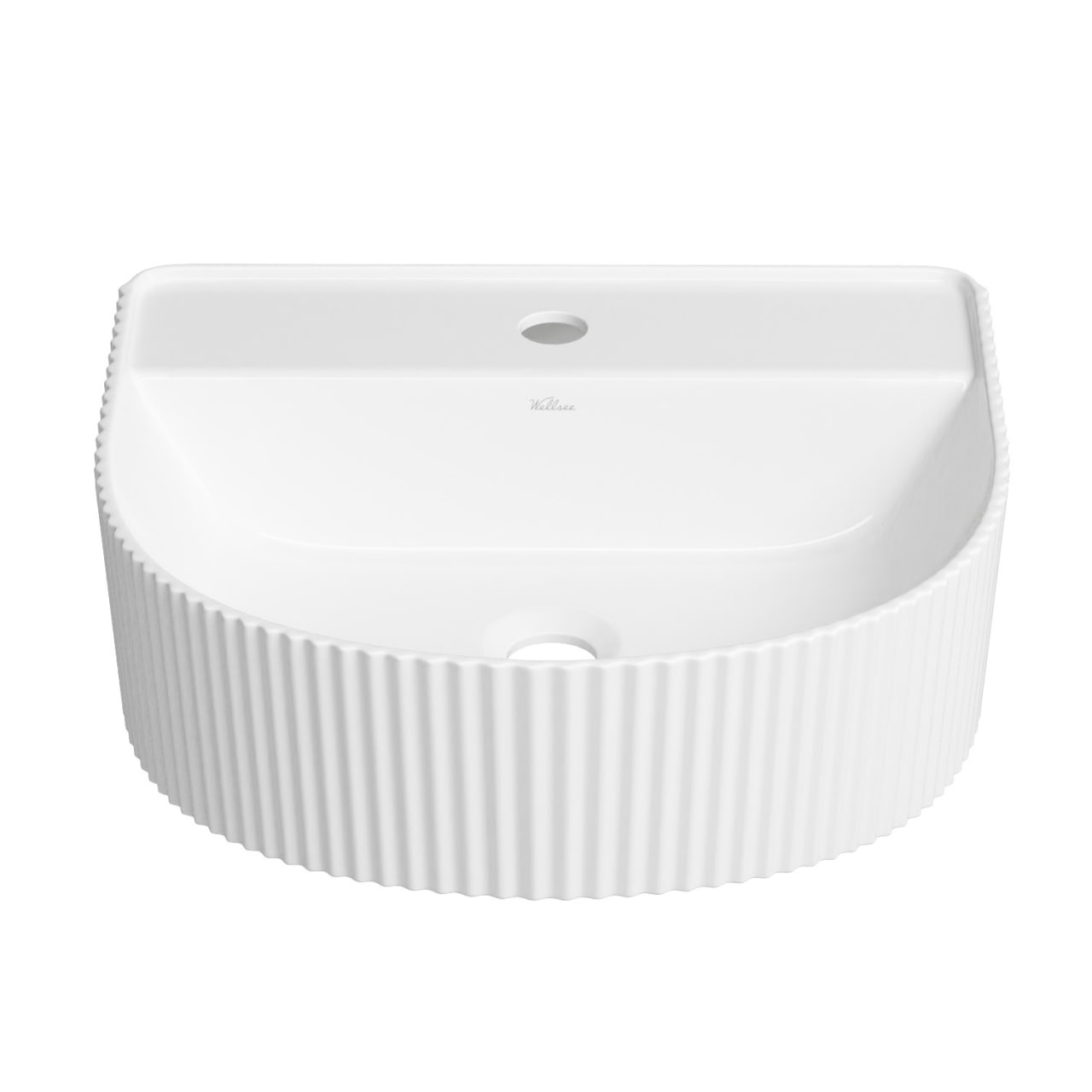 Накладная или подвесная раковина для ванной Wellsee Festive Fox 317304000: полукруглая раковина, ширина умывальника 45 см, цвет глянцевый белый