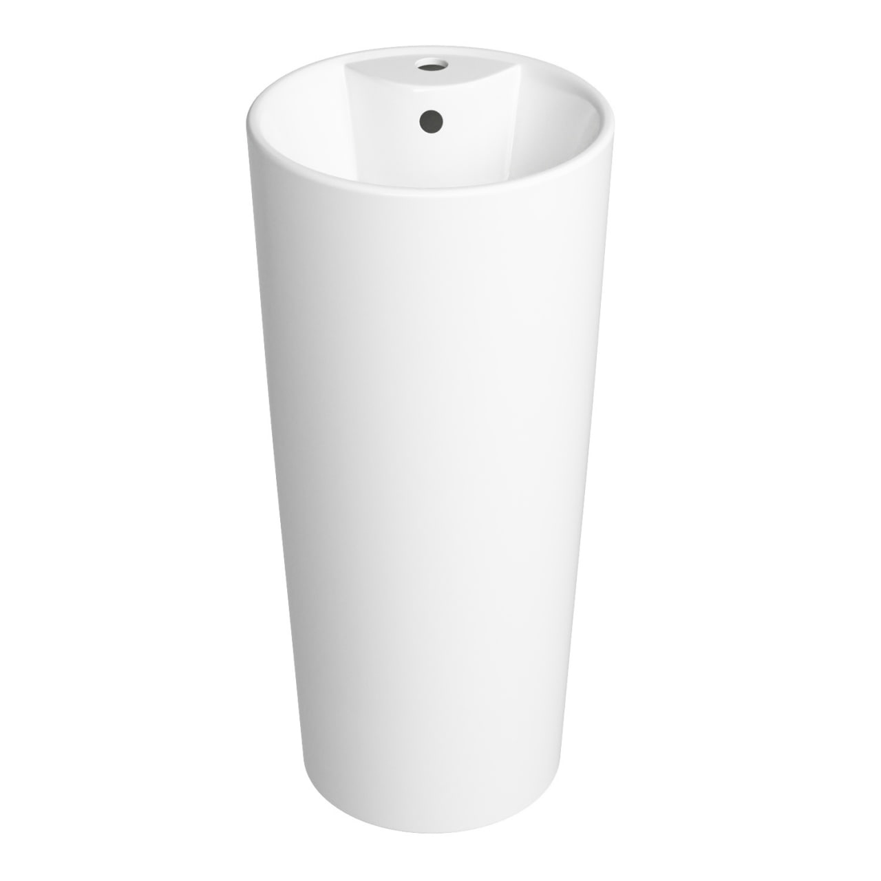 Напольная раковина для ванной Wellsee Callipy Art 33890100S: отдельностоящая раковина моноблок из фарфора, размер 40х40х84 см, цвет глянцевый белый