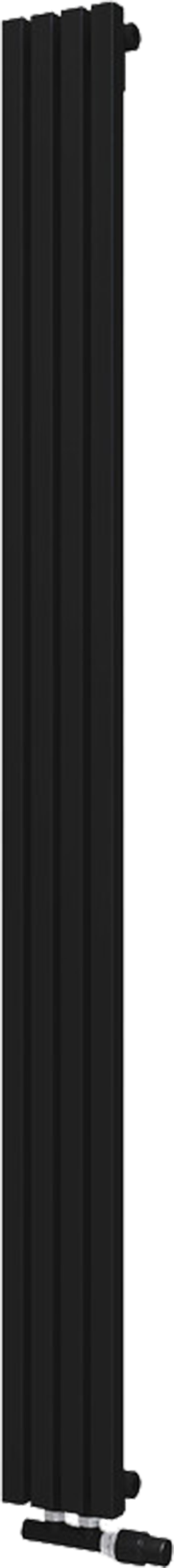 Радиатор стальной трубчатый KZTO Quadrum 30 V 1 1750-4 RT вертикальный, 4 секции, дизайнерский, нижнее правое подключение, структурированный черный шелк RAL TP26X-M215249005