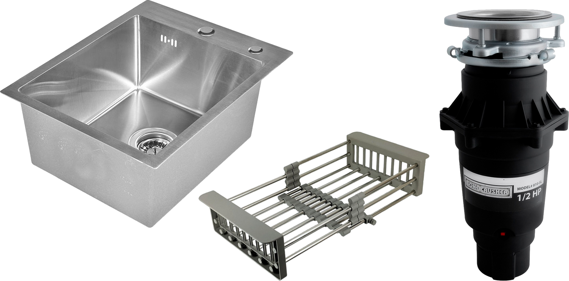 Комплект Мойка Wisent 4050, с коландером, сатин + Измельчитель Bone Crusher BC 810-SL Slim Line