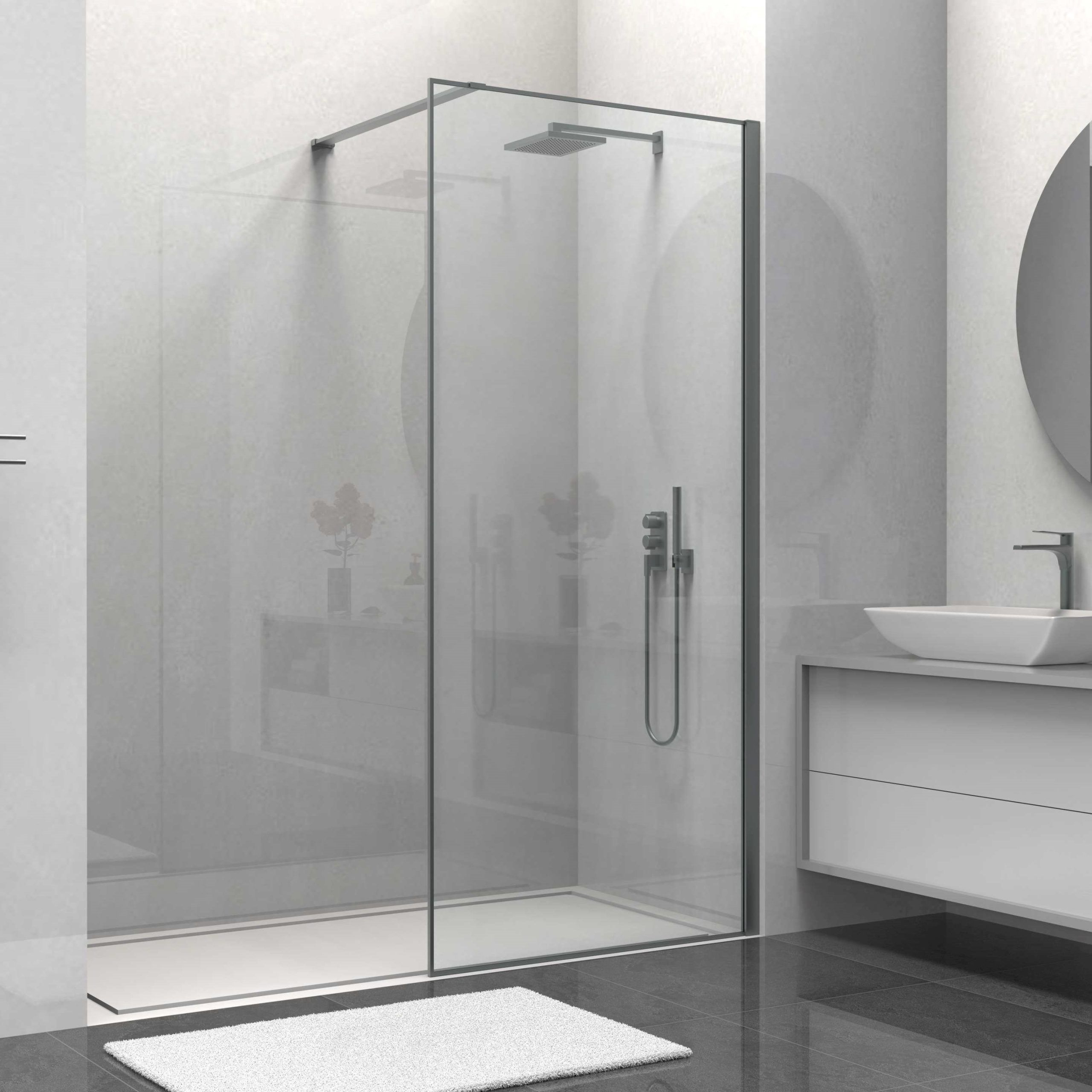 Душевая перегородка Walk-In VSW-1HS100CLGM, 1000*2000, вороненая сталь, стекло прозрачное