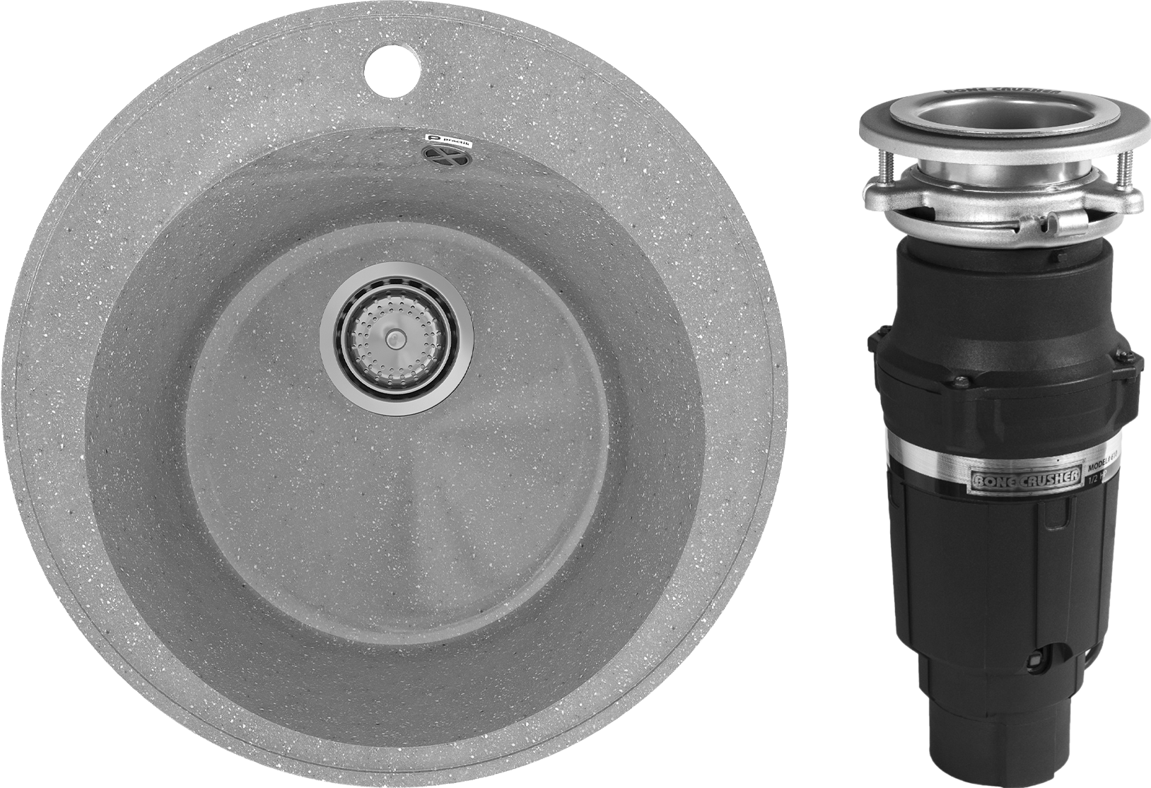 Комплект Мойка Practik PR-M 475-003, светло-серая + Измельчитель Bone Crusher BC 610-AS
