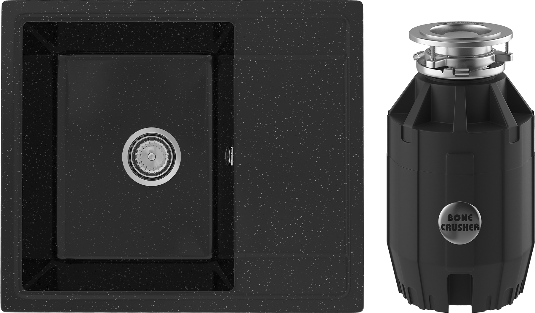 Комплект Мойка Practik PR-M 575-004, черный оникс + Измельчитель Bone Crusher BC 910-AS