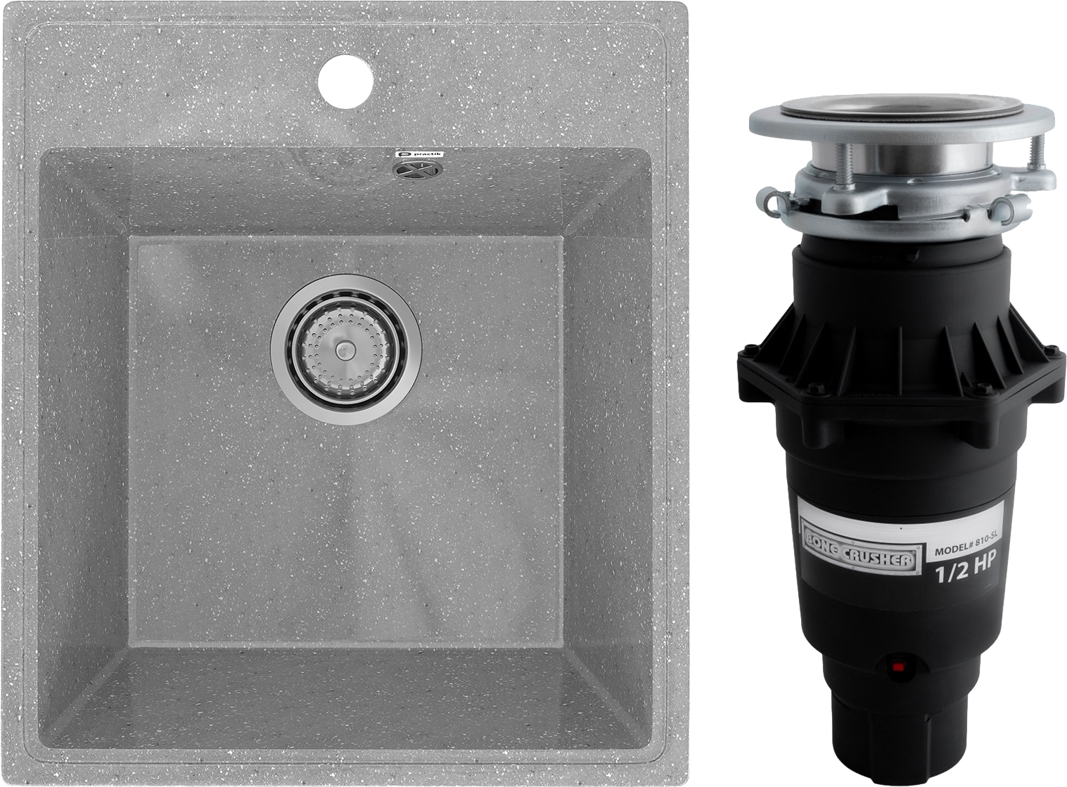 Комплект Мойка Practik PR-M 425-003, светло-серая + Измельчитель Bone Crusher BC 810-SL Slim Line