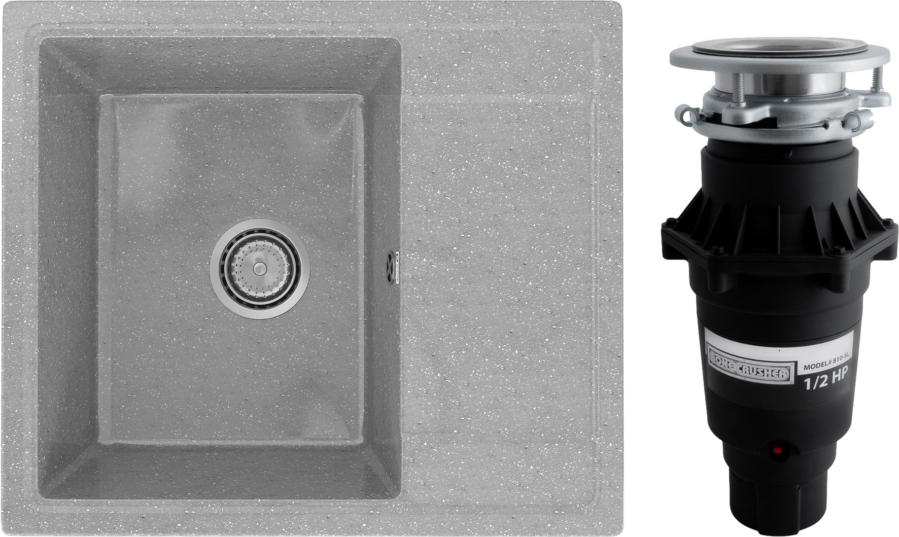 Комплект Мойка Practik PR-M 575-003, светло-серая + Измельчитель Bone Crusher BC 810-SL Slim Line