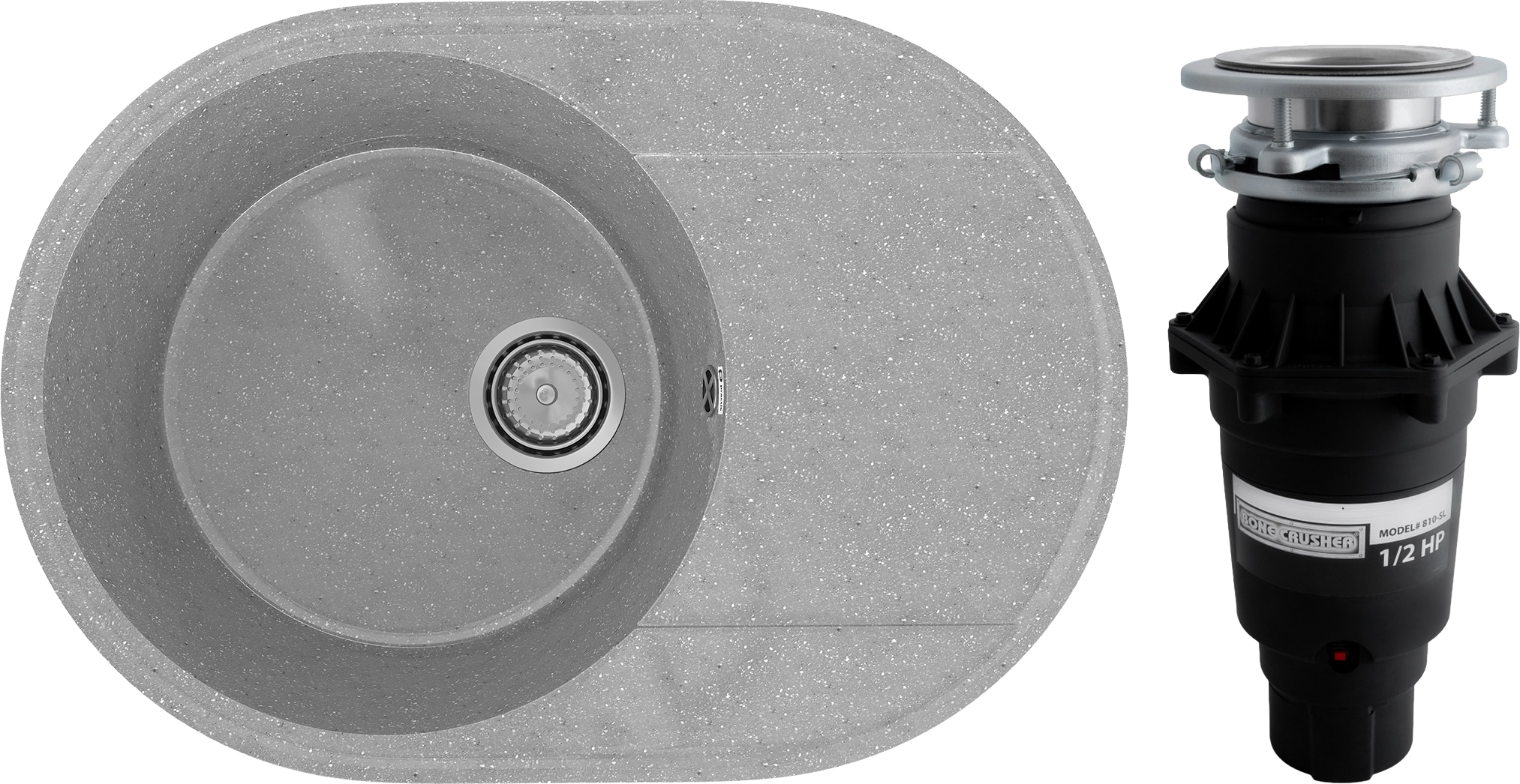 Комплект Мойка Practik PR-M 610-003, светло-серая + Измельчитель Bone Crusher BC 810-SL Slim Line