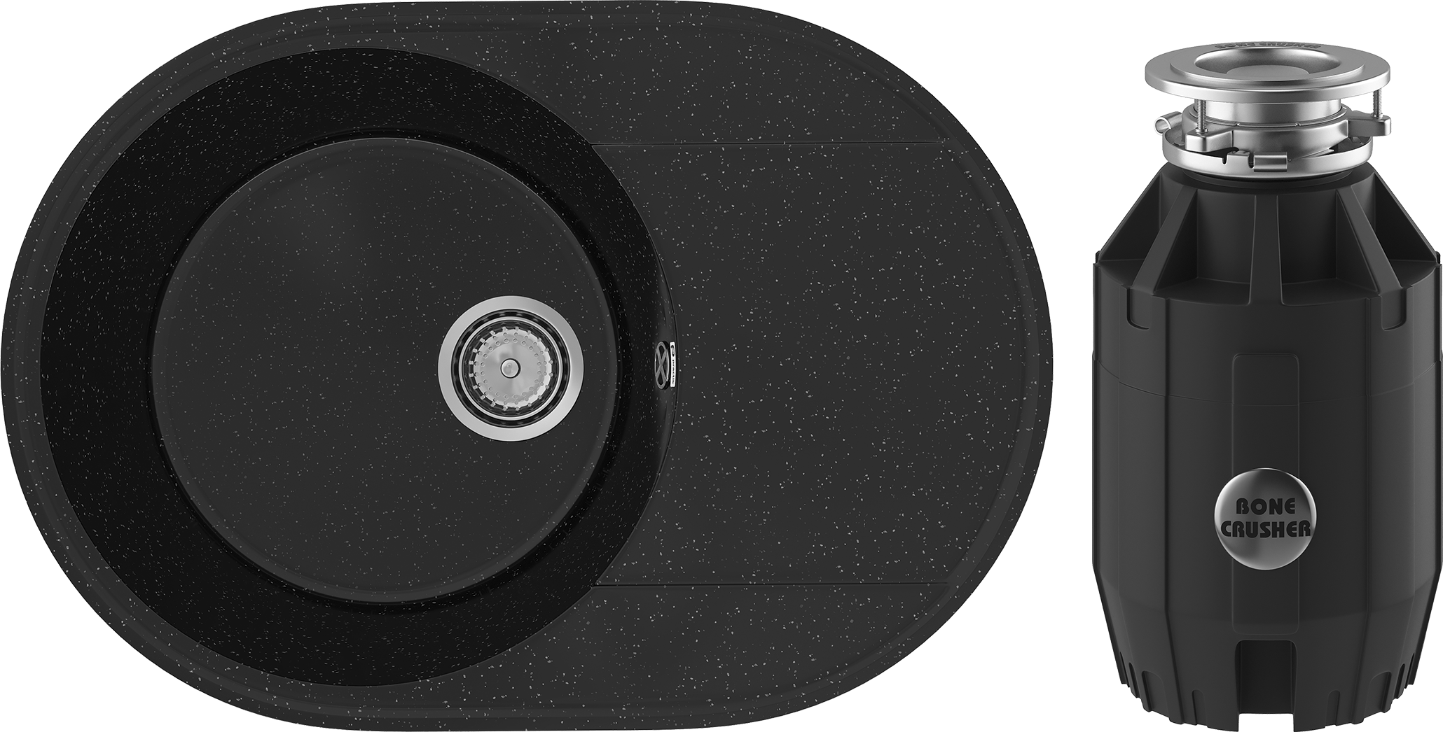 Комплект Мойка Practik PR-M 610-004, черный оникс + Измельчитель Bone Crusher BC 910-AS