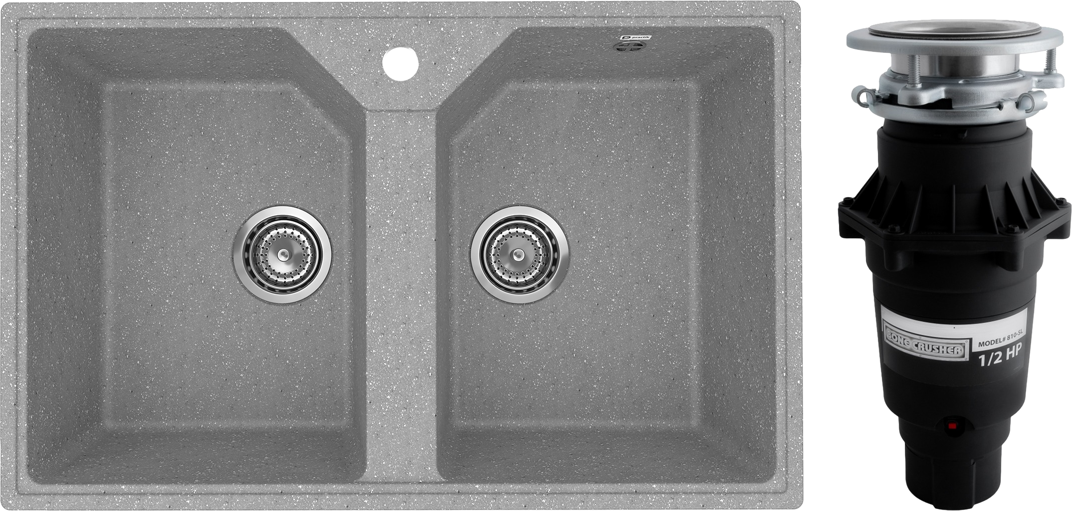 Комплект Мойка Practik PR-M 770-003, светло-серая + Измельчитель Bone Crusher BC 810-SL Slim Line