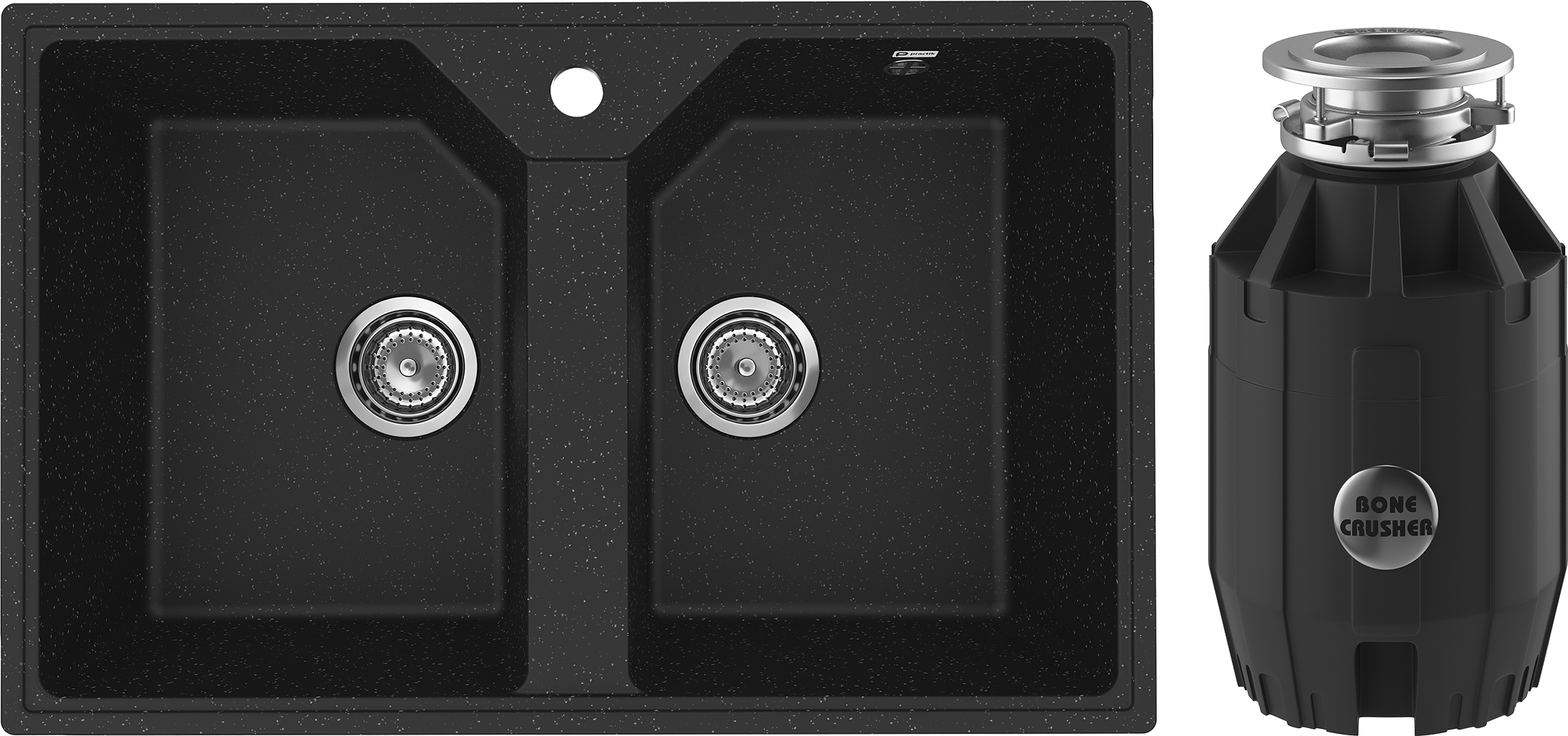Комплект Мойка Practik PR-M 770-004, черный оникс + Измельчитель Bone Crusher BC 910-AS