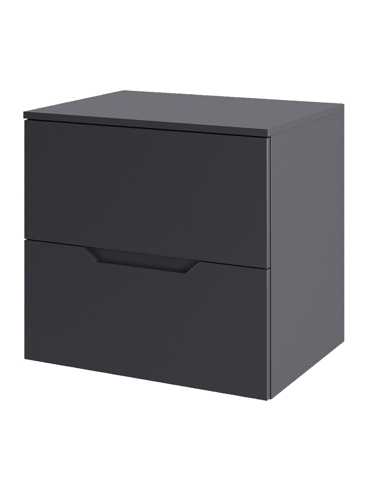Тумба под раковину со столешницей Orange Line 60 подвесная, 2 ящика, матовый графит