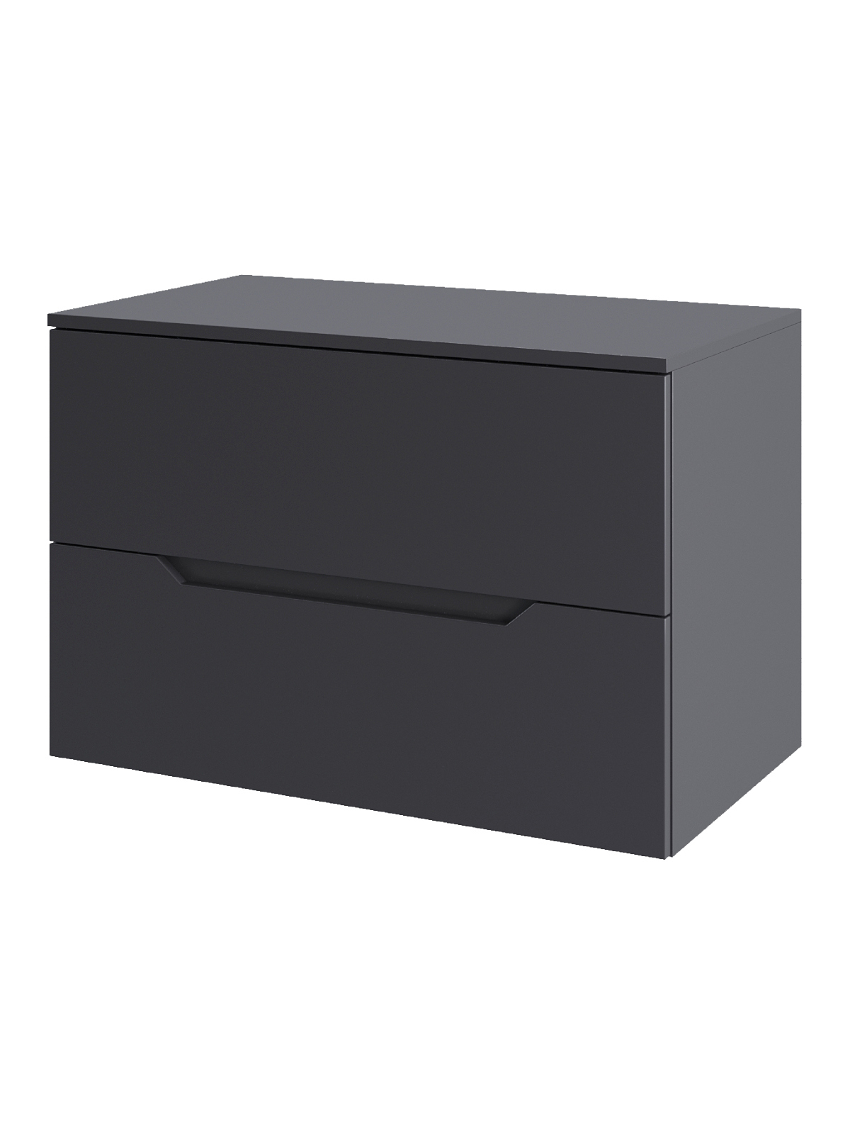 Тумба под раковину со столешницей Orange Line 80 подвесная, 2 ящика, матовый графит