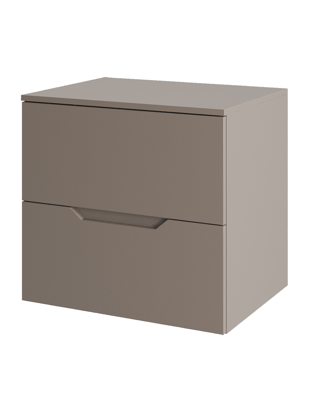 Тумба под раковину со столешницей Orange Line 60 подвесная, 2 ящика, матовый латте