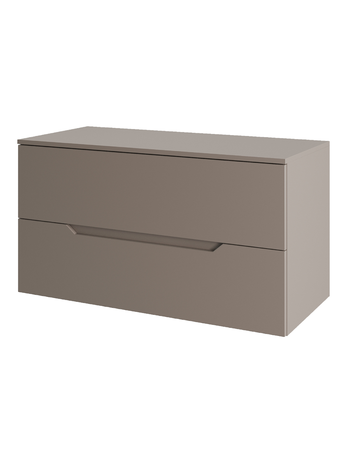 Тумба под раковину со столешницей Orange Line 100 подвесная, 2 ящика, матовый латте