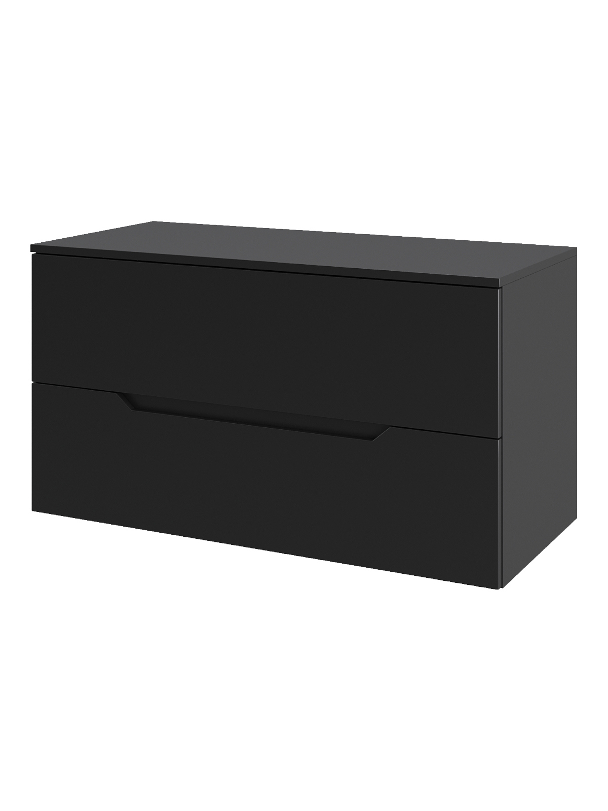 Тумба под раковину со столешницей Orange Line 100 подвесная, 2 ящика, матовая черная