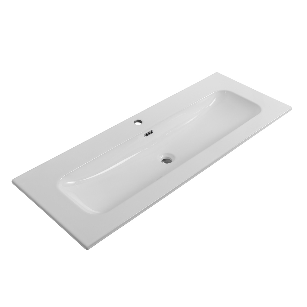 Мебельная раковина Cezares Eco 121 накладная, глянцевая белая, прямоугольная, фаянс