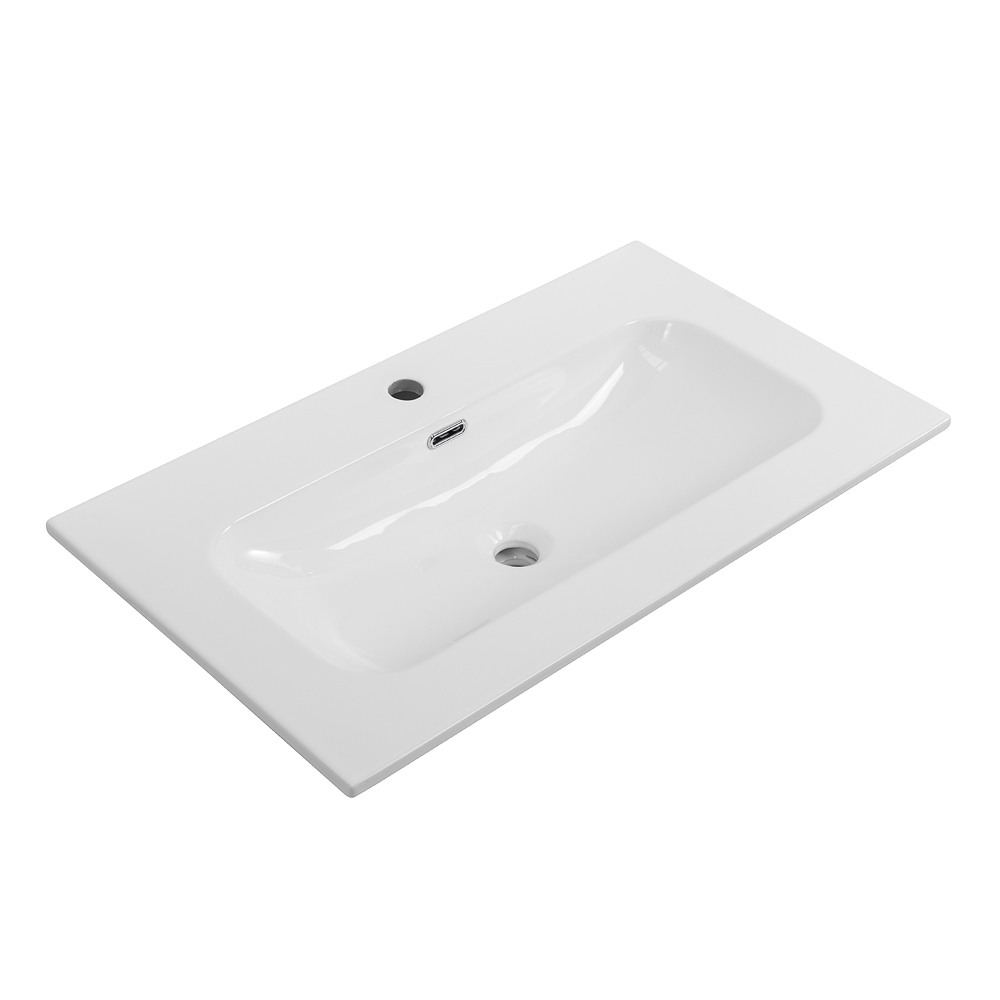 Мебельная раковина Cezares Eco 81 накладная, глянцевая белая, прямоугольная, фаянс