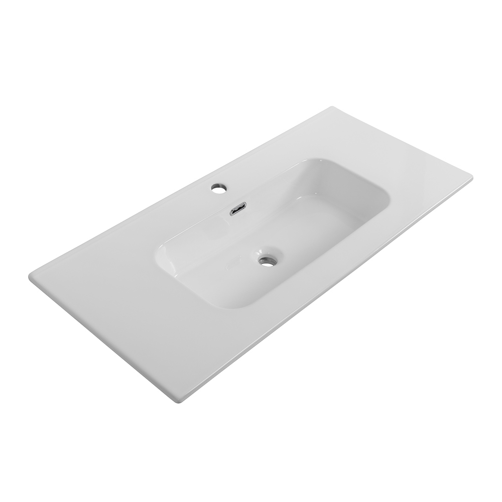 Мебельная раковина Cezares CZR-8095 101 накладная, глянцевая белая, прямоугольная, фаянс