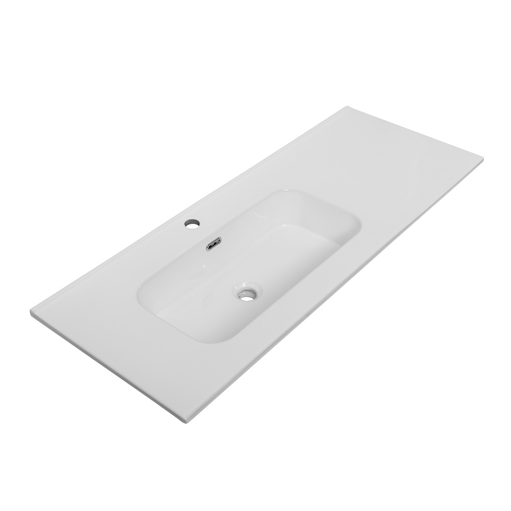 Мебельная раковина Cezares CZR-8095 121 L накладная, глянцевая белая, прямоугольная, фаянс