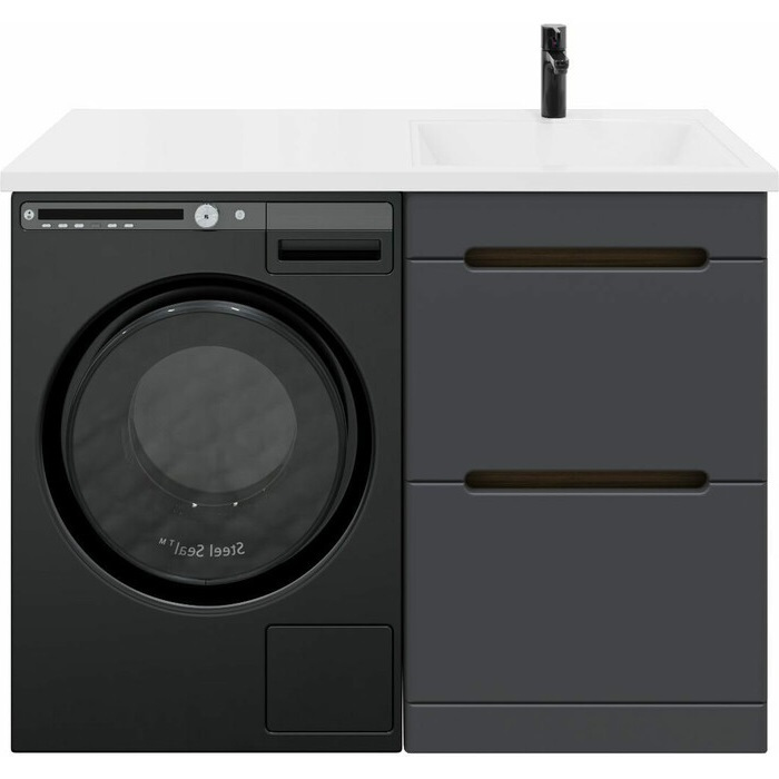 Тумба с раковиной SanStar Darko 110 R под стиральную машину дуб вотан, графит софт, раковина Даллас