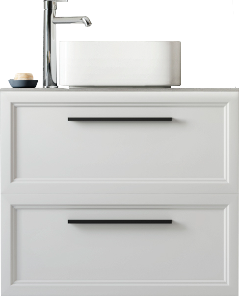 Тумба под раковину со столешницей STWORKI Эстерсунд 75 матовая белая, роверелла, с отверстием для смесителя