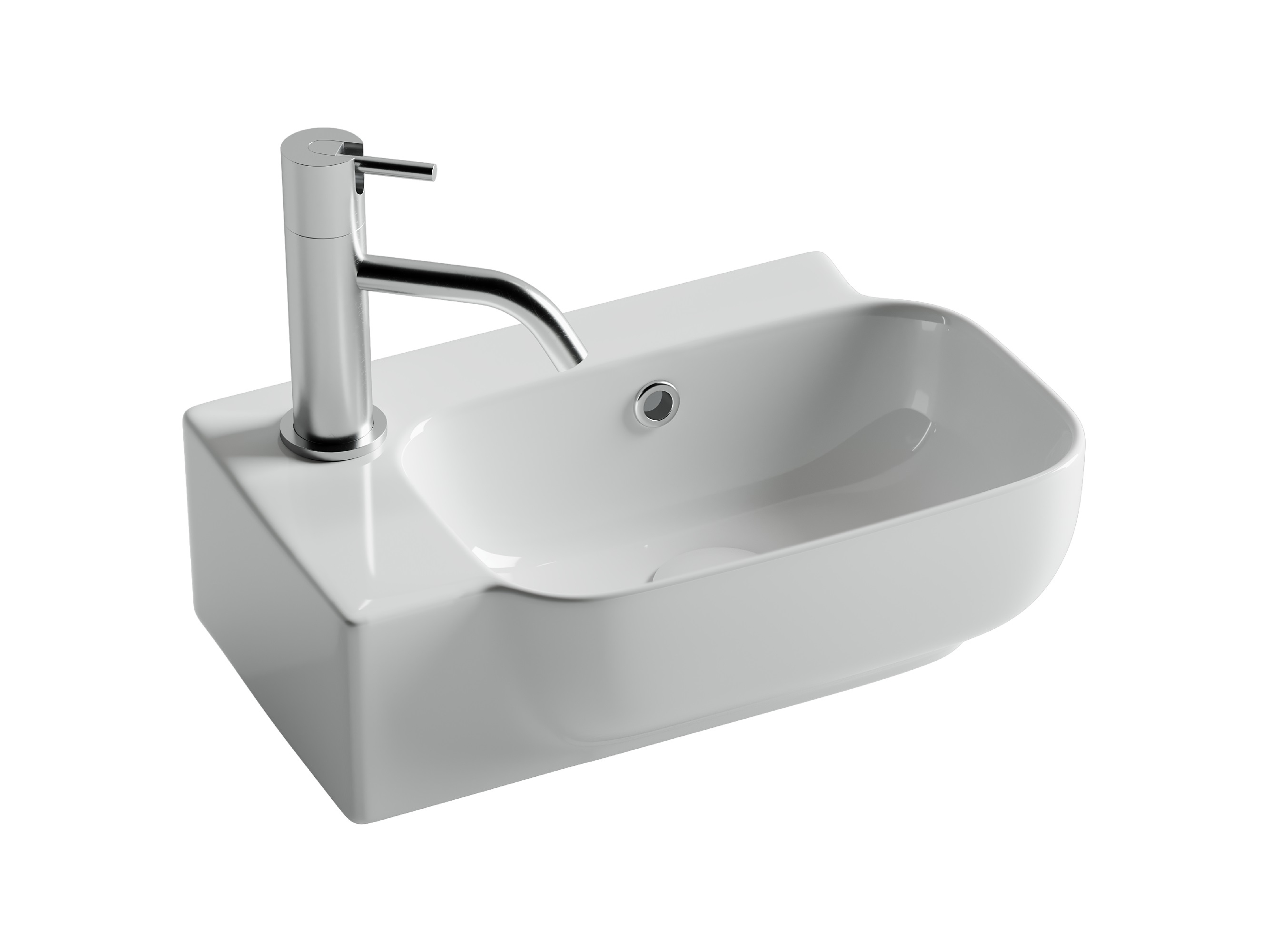 Раковина маленькая в туалет Ceramicanova Element CN6074R 40 глянцевая белая, прямоугольная