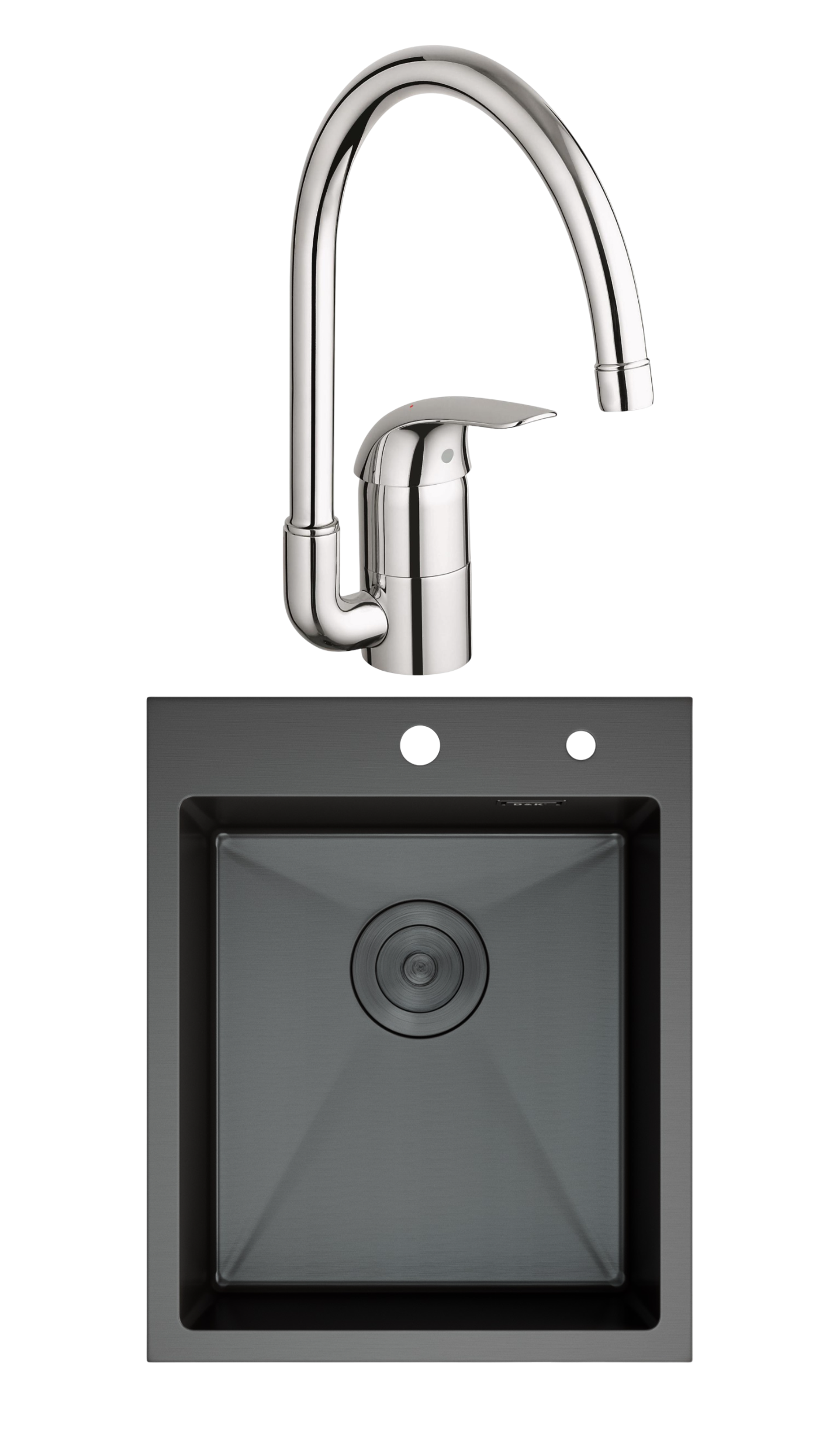 Комплект Мойка D&K DKS415006, графит + Смеситель Grohe Euroeco