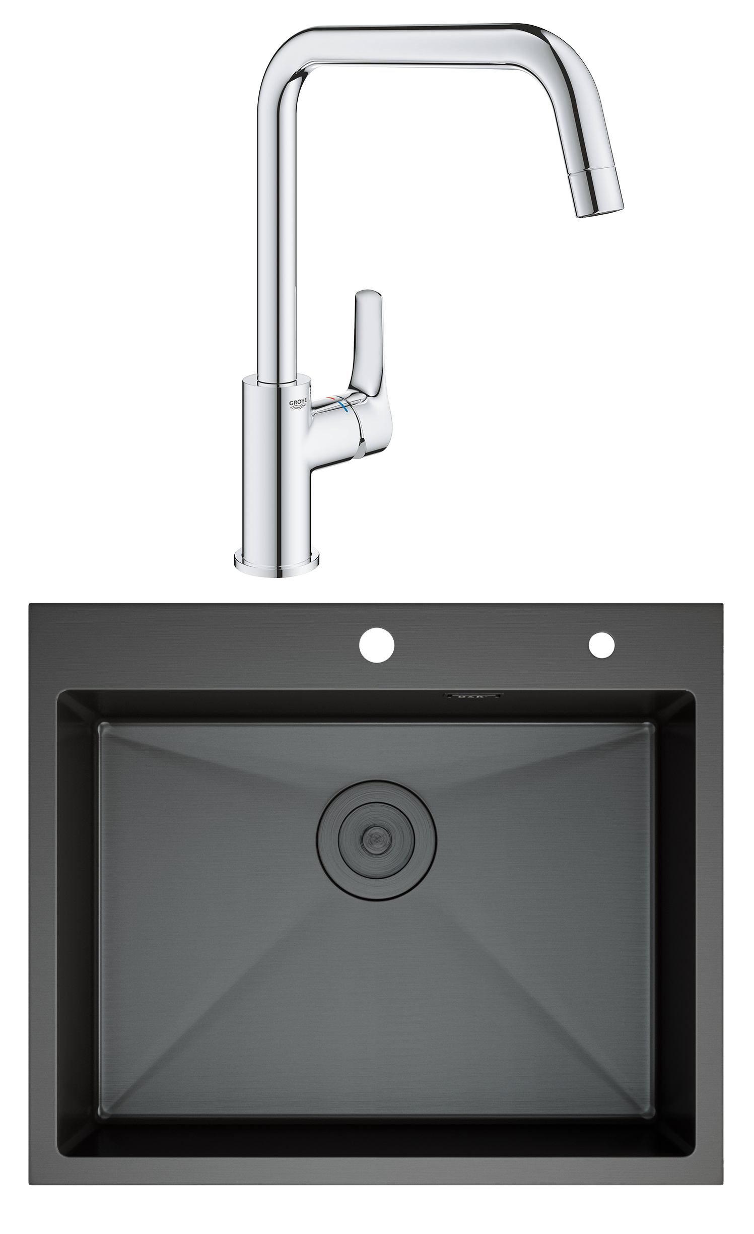 Комплект Мойка D&K DKS604506, графит + Смеситель Grohe Eurosmart