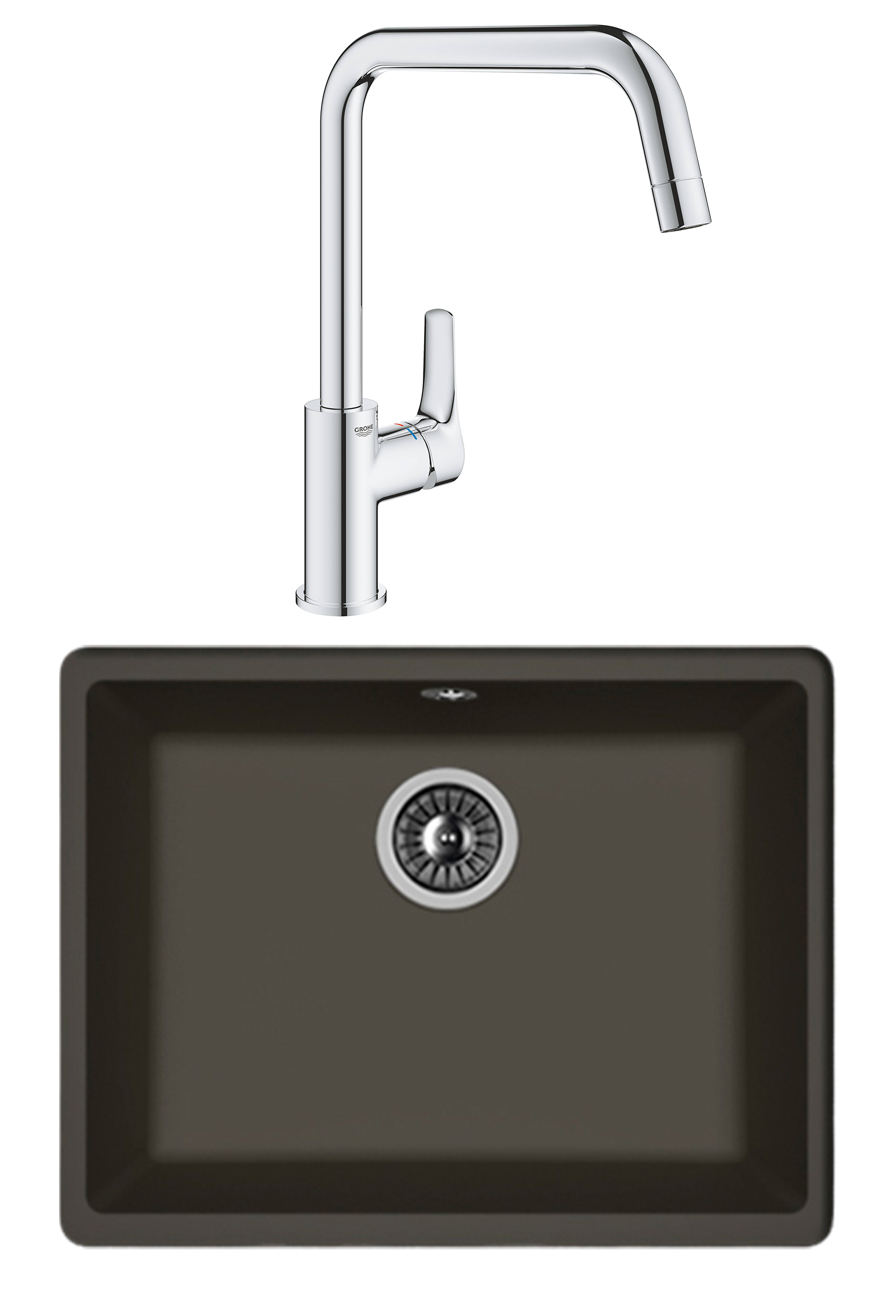 Комплект Мойка Florentina Вега 500, антрацит + Смеситель Grohe Eurosmart