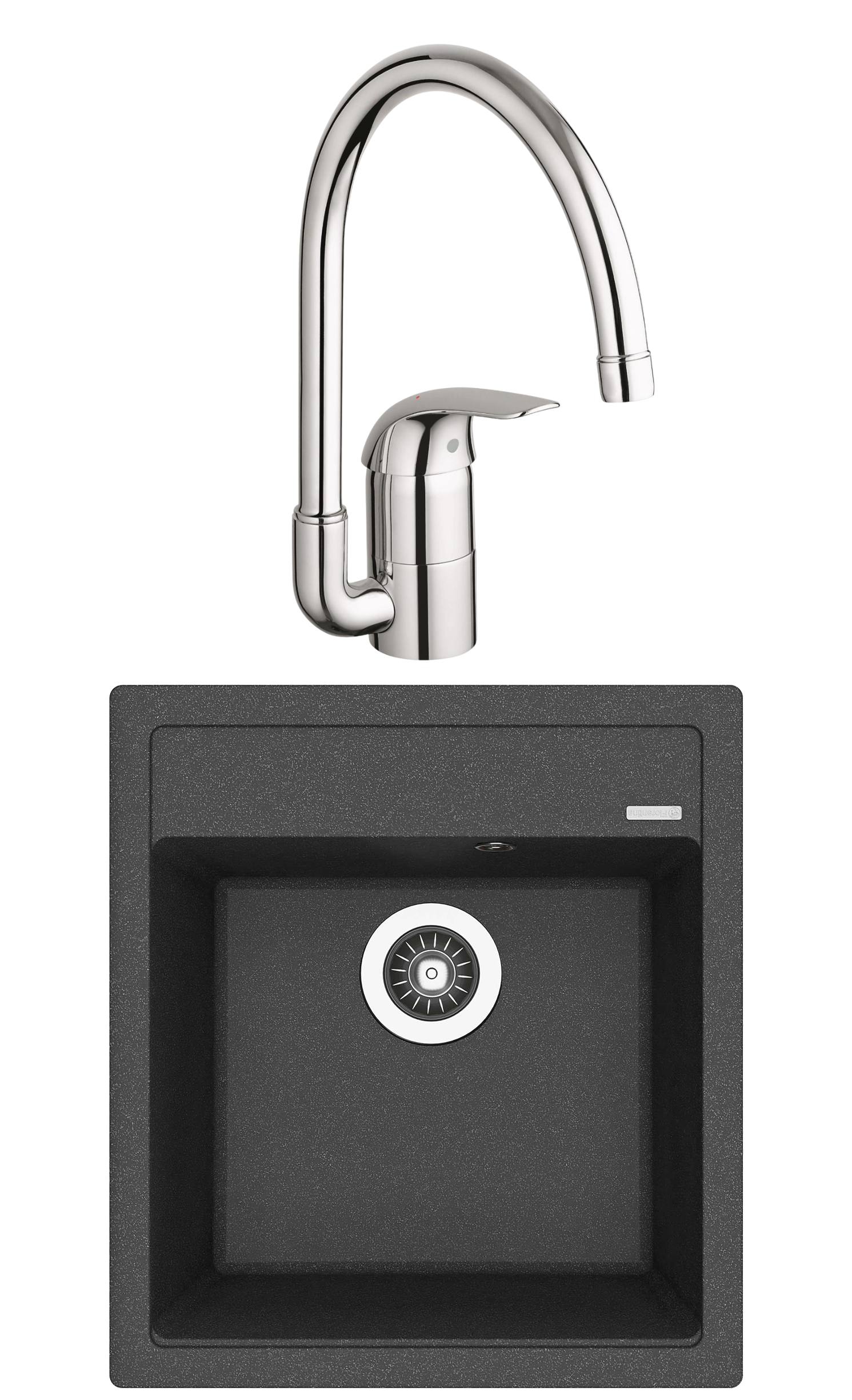 Комплект Мойка Florentina Липси, 460 черная + Смеситель Grohe Euroeco